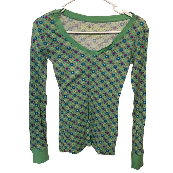 Vintage Y2K Derek Heart Womens Size Small Floral Green Blue Red Pull OVer Scoop - Picture 3 of 6